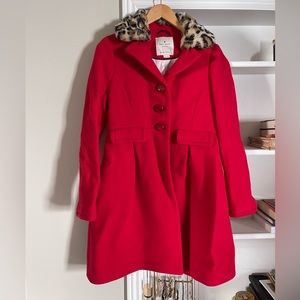 Kate Spade coat with Leopard Print faux fur collar
